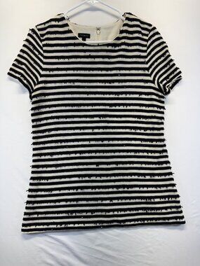 Talbots Women's Black/white Striped Knit Shirt Sz M